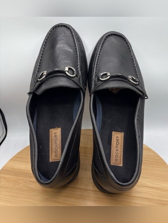 Rockport Mens Preston Bit Loafer 12W Black Leather Slip On Business Dress Shoes